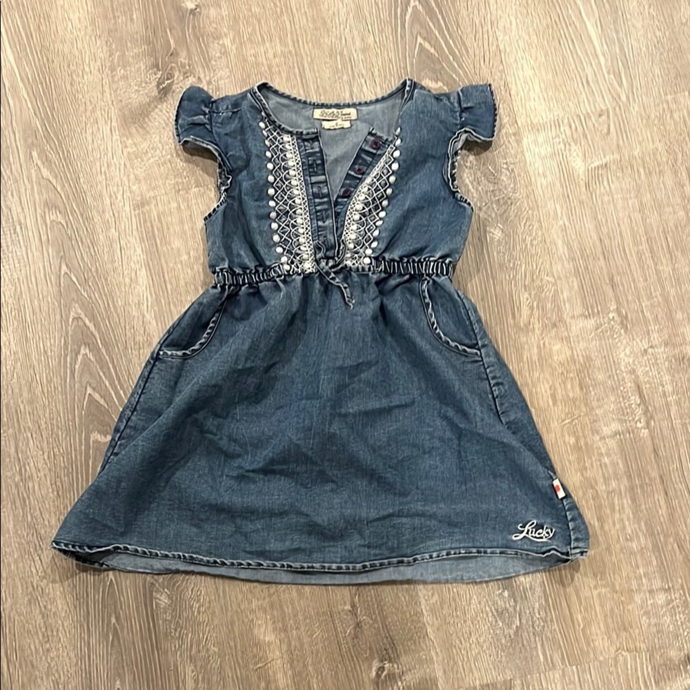 Lucky Brand Blue Ruffled Smocked Sundress